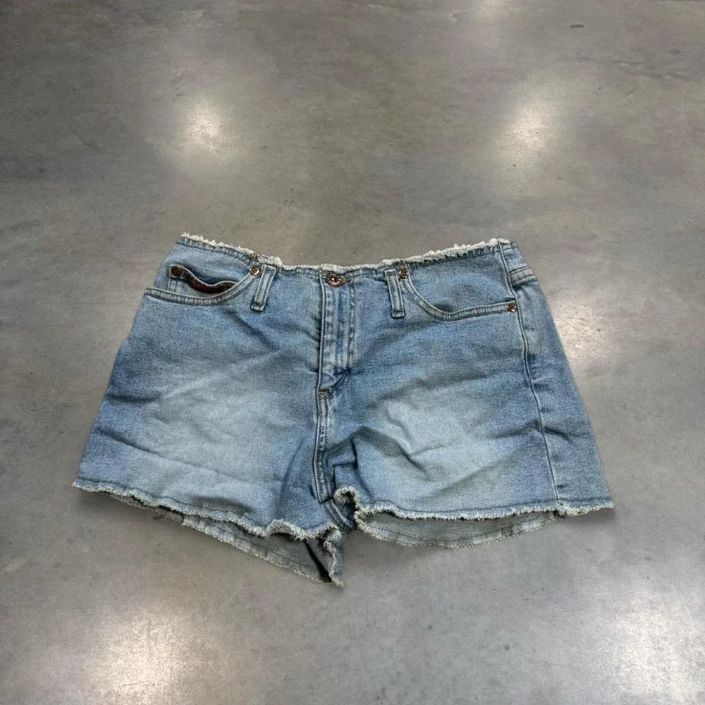 It Jeans Blue Denim Shorts Y2K Frayed Raw Hem Cut Offs Womens 5
